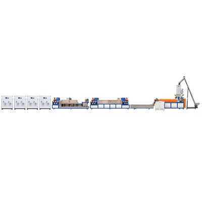 Kalite 0.4-1.2mm PP Paket Kemeri Yapma Makinesi Çift Makara Ekstrüzyon Üretim hattı Fabrika