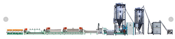 İyi bir fiyat. Twin Screw 4 Straps 800kg/hr PET Package Strap Band Extrusion Line , PET Packing Belt Extrusion Equipment çevrimiçi